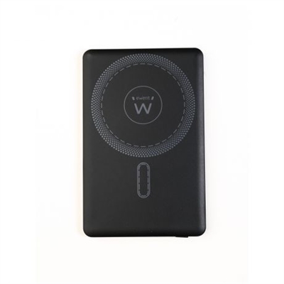 Ewent EW1160  Carga rápida PD 22.5W y MagSafe® – Compatible con Power Delivery (PD) y Quick Charge (QC), proporcionando carga rápida eficiente para smartphones, tablets y más. Compacto y ultra delgado – Con solo 8.5 mm de grosor, es perfecto para llevar en el bolsillo o bolso, ideal para viajes y uso diario. Carga simultánea inteligente. Entrada y salida USB-C, permitiendo la carga de varios dispositivos al mismo tiempo sin perder eficiencia Imanes MagSafe® potentes.Se acopla magnéticamente a dispositivos compatibles, asegurando una alineación perfecta y una carga inalámbrica cómoda. Seguridad certificada y materiales de alta calidad. Protección contra sobrecargas, sobrecalentamientos y cortocircuitos, cumpliendo con los estándares de seguridad europeos. Indicadores LED inteligentes – Luces LED que muestran el nivel de batería restante para una mejor gestión de energía. Incluye accesorios esenciales – Viene con cable de carga USB-C, bolsa de viaje y guía de usuario.