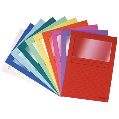 Exacompta 50250E Subcarpeta Colores Surtidos Fabricada En Cartulina Reciclada Certificada Angel Azul Y Gramaje De 120 G. Con Ventana Que Permite Una Identificacion Rapida Del Contenido. El Pack Contiene 25 Subcarpetas Con Medidas De 220 X 310 Mm Para A4.