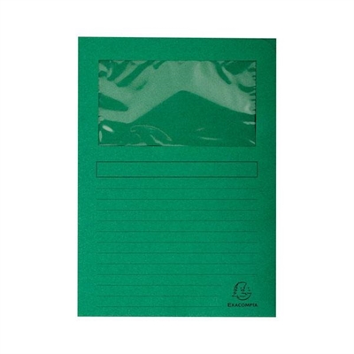 Exacompta 50253E Subcarpeta Color Verde Claro Fabricadas En Cartulina Reciclada Certificada Angel Azul Y Gramaje De 120 G. Con Ventana Que Permite Una Identificacion Rapida Del Contenido. El Pack Contiene 25 Subcarpetas Con Medidas De 220 X 310 Mm Para A4.