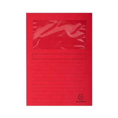 Exacompta 50255E Subcarpeta Color Rojo Fabricada En Cartulina Reciclada Certificada Angel Azul Y Gramaje De 120 G. Con Ventana Que Permite Una Identificacion Rapida Del Contenido. El Pack Contiene 25 Subcarpetas Con Medidas De 220 X 310 Mm Para A4.