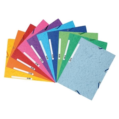 Exacompta 55510E Carpeta De Gomas Con Medidas 240 X 320 Mm Fabricada En Cartulina Lustrada De 400 G Colores Surtidos. Con Cierre De Gomas Y 3 Solapas. Etiqueta En El Lomo. Certificacion Fsc. Cada Pack Contiene 10 Carpetas.