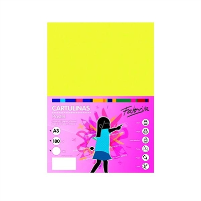 Fabrisa 16564 Cartulina Color Amarillo Limon De 180 G Formato A3. Ligeramente Saturada. Se Puede Utilizar En Impresoras Inkjet Laser Y En Fotocopiadoras.