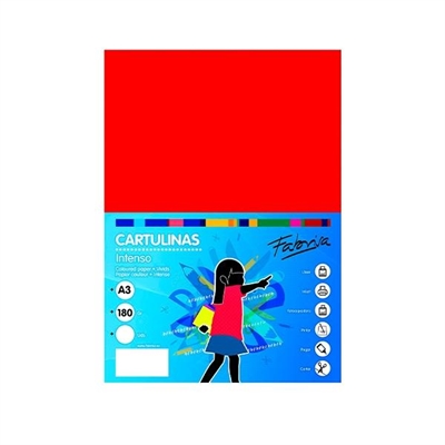 Fabrisa 16567 Cartulina Color Rojo De 180 G Formato A3. Ligeramente Saturada. Se Puede Utilizar En Impresoras Inkjet Laser Y En Fotocopiadoras.