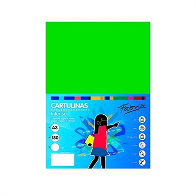 Fabrisa 16568 Cartulina Color Verde Fuerte De 180 G Formato A3. Ligeramente Saturada. Se Puede Utilizar En Impresoras Inkjet Laser Y En Fotocopiadoras.