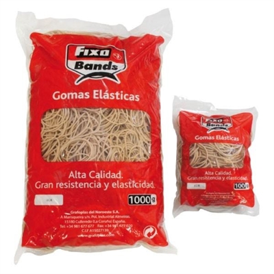 Fixo 47340 Bolsa De Gomas Elasticas Con Un Largo De 10 Cm Y Un Ancho De 2 Mm. Estan Fabricadas En Caucho De Alta Calidad Que Aporta Gran Resistencia Y Elasticidad.