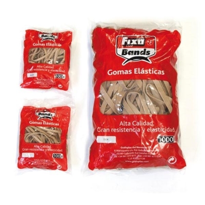 Fixo 57440 Bolsa De Bandas Elasticas Con Un Largo De 12 Cm Y Un Ancho De 10 Mm. Estan Fabricadas En Caucho De Alta Calidad Que Aporta Gran Resistencia Y Elasticidad.