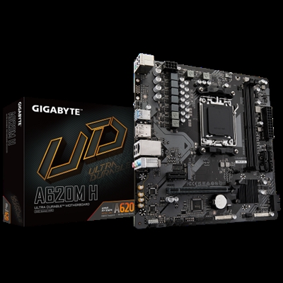 Gigabyte 9MA62MH-00-G12 GIGABYTE A620M H. Fabricante de procesador: AMD, Socket de procesador: Zócalo AM5, Procesador compatible: AMD Ryzen 7000 Series. tipos de memoria compatibles: DDR5-SDRAM, Memoria interna máxima: 96 GB, Tipo de ranuras de memoria: DIMM. Interfaces de disco de almacenamiento soportados: M.2, SATA III, Tipos de unidades de almacenamiento admitidas: HDD & SSD, Niveles RAID: 0, 1, 10. Máxima resolución: 4096 x 2160 Pixeles. Conector USB: USB tipo A, USB Tipo C