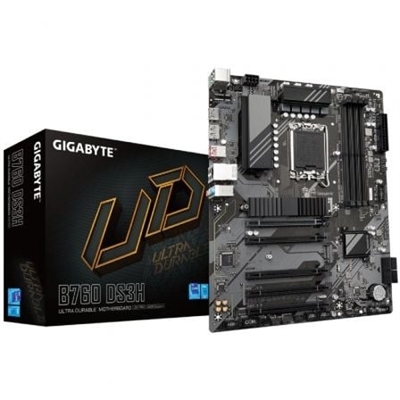 Gigabyte 9MB76DS35-00-10 Gigabyte B760 DS3H. Fabricante de procesador: Intel, Socket de procesador: LGA 1700, Procesador compatible: Intel® Celeron®, Intel® Core™ i3, Intel® Core™ i5, Intel® Core™ i7, Intel® Core™ i9,.... tipos de memoria compatibles: DDR5-SDRAM, Memoria interna máxima: 192 GB, Tipo de ranuras de memoria: DIMM. Interfaces de disco de almacenamiento soportados: M.2, SATA III, Tipos de unidades de almacenamiento admitidas: HDD & SSD, Niveles RAID: 0, 1, 5, 10. Máxima resolución: 4096 x 2304 Pixeles. Conector USB: USB tipo A, USB Tipo C