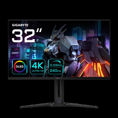 Gigabyte AORUS FO32U2 EK1 AORUS FO32U2. Diagonal de la pantalla: 80 cm (31.5), Resolución de la pantalla: 3840 x 2160 Pixeles, Tipo HD: 4K Ultra HD, Tecnología de visualización: OLED, Tiempo de respuesta: 0,03 ms, Relación de aspecto nativa: 16:9, Ángulo de visión, horizontal: 178°, Ángulo de visión, vertical: 178°. Altavoces incorporados. Conector USB incorporado. montaje VESA, Ajustes de altura. Color del producto: Negro