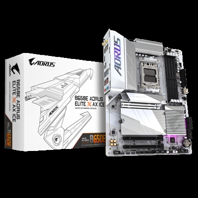 Gigabyte B650E A ELITE X ICE G10 Gigabyte B650E AORUS ELITE X AX ICE. Fabricante de procesador: AMD, Socket de procesador: Zócalo AM5, Procesador compatible: AMD Ryzen™ 7. tipos de memoria compatibles: DDR5-SDRAM, Memoria interna máxima: 192 GB, Tipo de ranuras de memoria: DIMM. Interfaces de disco de almacenamiento soportados: M.2, SATA III, Tipos de unidades de almacenamiento admitidas: HDD & SSD, Niveles RAID: 0, 1, 5, 10. Máxima resolución: 4096 x 2160 Pixeles. Tipo de interfaz ethernet: 2.5 Gigabit Ethernet, Estándar Wi-Fi: Wi-Fi 6E (802.11ax), Wi-Fi estándares: 802.11a, 802.11b, 802.11g, Wi-Fi 4 (802.11n), Wi-Fi 5 (802.11ac), Wi-Fi 6 (802.11ax)