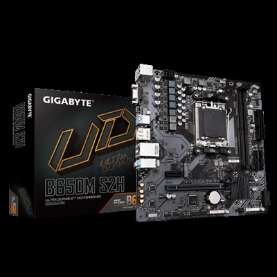 Gigabyte B650M S2H G10 Gigabyte B650M S2H. Fabricante de procesador: AMD, Socket de procesador: Zócalo AM5, Procesador compatible: AMD Ryzen 5 7th Gen, AMD Ryzen 7 7th Gen, AMD Ryzen 9 7th Gen. tipos de memoria compatibles: DDR5-SDRAM, Memoria interna máxima: 96 GB, Tipo de ranuras de memoria: DIMM. Interfaces de disco de almacenamiento soportados: M.2, SATA III, Tipos de unidades de almacenamiento admitidas: HDD & SSD, Niveles RAID: 0, 1, 10. Máxima resolución: 4096 x 2160 Pixeles. Conector USB: USB tipo A