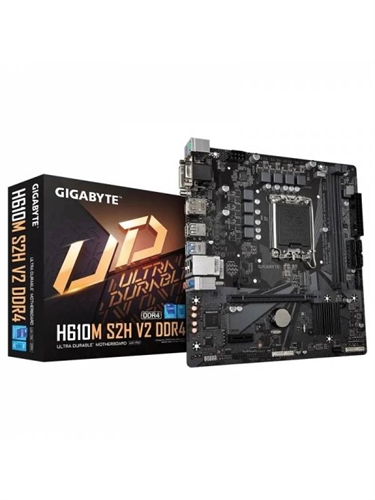 Gigabyte B760M H DDR4 G10 Gigabyte B760M H DDR4. Fabricante de procesador: Intel, Socket de procesador: LGA 1700, Procesador compatible: Intel® Celeron®, Intel® Pentium® Gold. tipos de memoria compatibles: DDR4-SDRAM, Memoria interna máxima: 64 GB, Tipo de ranuras de memoria: DIMM. Interfaces de disco de almacenamiento soportados: M.2, SATA III, Niveles RAID: 0, 1, 5, 10. Tipo de interfaz ethernet: Gigabit Ethernet. Componente para: PC, Factor de forma: micro ATX, Familia del chipset: Intel