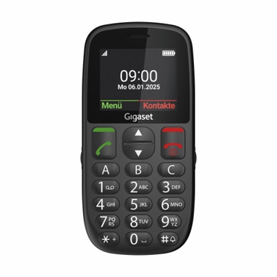Gigaset S30853-H1230-R101 Gigaset GL395. Factor de forma: Barra. Capacidad de la tarjeta SIM: SIM única. Diagonal de la pantalla: 5,59 cm (2.2), Resolución de la pantalla: 220 x 176 Pixeles. Resolución de la cámara trasera (numérica): 0,3 MP. Bluetooth. Tecnología de batería: Ión de litio, Capacidad de batería: 800 mAh, Tiempo de suspendido (2G): 320 h. Peso: 90 g. Color del producto: Negro