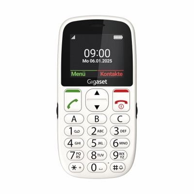 Gigaset S30853-H1230-R103 Gigaset GL395. Factor de forma: Barra. Capacidad de la tarjeta SIM: SIM única. Diagonal de la pantalla: 5,59 cm (2.2), Resolución de la pantalla: 220 x 176 Pixeles. Resolución de la cámara trasera (numérica): 0,3 MP. Bluetooth. Tecnología de batería: Ión de litio, Capacidad de batería: 800 mAh, Tiempo de suspendido (2G): 320 h. Peso: 90 g. Color del producto: Blanco