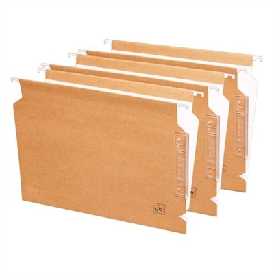 Gio 400021940 Carpeta Colgante Tama?O Folio Fabricada En Kraft Bicolor De 240 G Su Visor Es Lateral Y El Lomo Es En V. Las Varillas Son Metalicas. Visor Rigido De 135 Cm Con Efecto Lupa. El Pack Contiene 25 Carpetas.