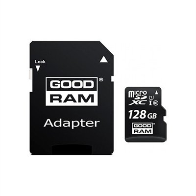 Goodram M1AA-1280R12 128Gb Micro Card Cl 10 Uhs I + Ad - Tipología: Micro Sd Xc; Capacidad: 128 Gb; Velocidad De Lectura Max: 100 Mb/S; Velocidad De Escritura Max: 10 Mb/S; Clase: 10