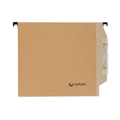 Grafoplas 10149 Carpeta Colgante Tama?O A4 Fabricada En Kraft De 240 G Su Visor Es Lateral Y El Lomo Es En V. Las Varillas Son De Plastico. El Pack Contiene 50 Carpetas.