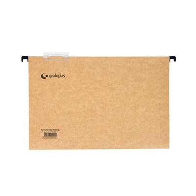 Grafoplas 11076 Carpeta Colgante Tama?O Folio Prolongado Fabricada En Kraft De 240 G Su Visor Es Superior Con Efecto Lupa Y El Lomo Es En V. No Se Curva. Las Varillas Son De Acero Con Terminal De Plastico. Visor Rigido De 65 Cm Con Efecto Lupa. El Pack Contiene 50 Carpetas.