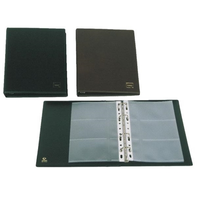Grafoplas 3791010 Tarjetero Tama?O Cuarto Con Cubiertas De Pvc Acolchado Color Negro. Cuenta Con Cuatro Anillas De ? 20 Mm Y 10 Fundas Que Equivalen A Una Capacidad De 60 Tarjetas.