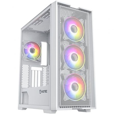 Hiditec CHA010041 Hiditec H2 AIR ARGB. Factor de forma: Torre, Tipo: PC, Color del producto: Blanco. Ventiladores frontales instalados: 3x 120 mm, Diámetro de ventiladores frontales soportados: 120 mm, Ventiladores traseros instalados: 1x 120 mm. Tamaños de disco duro soportados: 2.5,3.5. Ancho: 215 mm, Profundidad: 415 mm, Altura: 510 mm