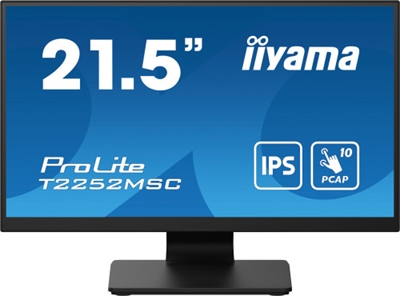 Iiyama T2252MSC-B2AG ProLite T2252MSC-B2AGPantalla táctil PCAP de 21.5 con tecnología de 10 puntos táctiles, equipada con panel IPS, diseño de vidrio de borde a borde y recubrimiento antirreflectanteEl ProLite T2252MSC-B2AG Full HD (1920x1080) con la tecnología táctil capacitiva proyectada de 10 puntos de contacto ofrece una respuesta táctil perfecta y precisa. La pantalla IPS ofrece un rendimiento cromático excepcional y amplios ángulos de visión, lo que la convierte en la opción ideal para una amplia gama de aplicaciones interactivas. El soporte flexible puede colocarse en múltiples ángulos, creando una experiencia cómoda y ergonómica. Además, el cristal de borde a borde y el diseño ultrafino crean un acabado llamativo. El revestimiento antideslumbrante ayuda a evitar problemas con los reflejos y las fuentes de luz externas que afectan a la reproducción del color, el contraste y la nitidez. El ProLite T2252MSC-B2AG es la solución ideal para la señalización interactiva, el comercio minorista, los puntos de venta y las presentaciones interactivas.