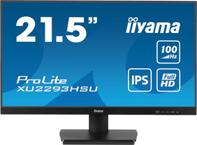 Iiyama XU2293HSU-B7 iiyama ProLite XU2293HSU-B7. Diagonal de la pantalla: 54,6 cm (21.5), Resolución de la pantalla: 1920 x 1080 Pixeles, Tipo HD: Full HD, Tecnología de visualización: LED, Superficie de la pantalla: Mate, Tiempo de respuesta: 1 ms, Relación de aspecto nativa: 16:9, Ángulo de visión, horizontal: 178°, Ángulo de visión, vertical: 178°. Altavoces incorporados. Conector USB incorporado, Versión de conector USB: 2.0. montaje VESA. Color del producto: Negro
