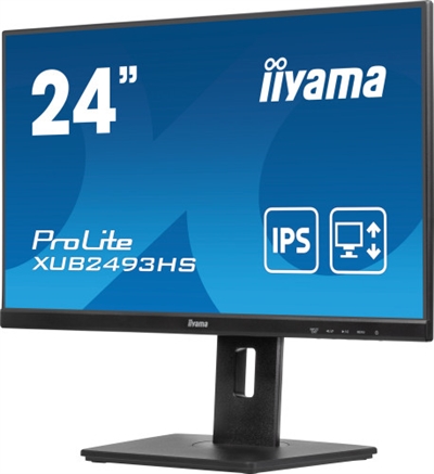 Iiyama XU2493HS-B6 iiyama ProLite XU2493HS-B6. Diagonal de la pantalla: 60,5 cm (23.8), Resolución de la pantalla: 1920 x 1080 Pixeles, Tipo HD: Full HD, Tecnología de visualización: LED, Superficie de la pantalla: Mate, Tiempo de respuesta: 0,5 ms, Relación de aspecto nativa: 16:9, Ángulo de visión, horizontal: 178°, Ángulo de visión, vertical: 178°. Altavoces incorporados. montaje VESA. Color del producto: Negro