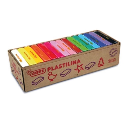 Jovi 72S Pastilla De Plastilina De 350 G De Textura Firme Muy Moldeable. Ideal Para Realizar Figuras En Volumen Y Para Usar Moldes. Permite Mezclar Colores. No Se Seca Y Se Puede Barnizar. Cada Caja Contiene 15 Pastillas De Colores Surtidos.