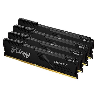 Kingston KF432C16BBK4/128 Kingston FURY Beast - DDR4 - kit - 128 GB: 4 x 32 GB - DIMM de 288 contactos - 3200 MHz / PC4-25600 - CL16 - 1.35 V - sin búfer - no ECC - negro