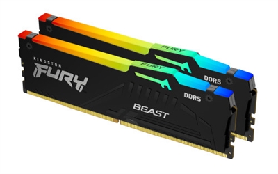 Kingston KF560C30BBAK2-32 Kingston FURY Beast RGB - DDR5 - kit - 32 GB - DIMM de 288 contactos - 6000 MHz / PC5-48000 - CL30 - 1.4 V - sin búfer - on-die ECC - negro