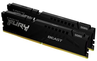 Kingston KF568C34BBEK2-32 Kingston Technology FURY Beast. Componente para: PC/servidor, Memoria interna: 32 GB, Diseño de memoria (módulos x tamaño): 2 x 16 GB, Tipo de memoria interna: DDR5, Forma de factor de memoria: 288-pin DIMM, Latencia CAS: 34, Color del producto: Negro