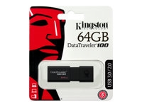 Kingston-Flash DT100G3/64GB Kingston DataTraveler 100 G3 - Unidad flash USB - 64 GB - USB 3.0 - negro