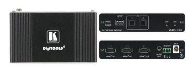 Kramer 20-80549090 El VS211X es un conmutador automático 2x1 de alto rendimiento para señales de vídeo HDMI 4K HDR. El VS211X ofrece los modos de conmutación prioridad y último conectado. A partir de la detección de la señal de vídeo activa, la conmutación automática se realiza según el modo de conmutación seleccionado. Conmutación automática Plug & Play: transfiere automáticamente la señal de la fuente transmitida a la pantalla conectada de acuerdo con la preferencia configurada por el usuario de prioridad o último conectado. Si el usuario conmuta manualmente pulsando un botón, se anula la conmutación automática. Conmutación de la señal HDMI - compatible con HDCP 2.3. Admite Deep Color, x.v. Color™, CEC, sincronización labial, canales automáticos HDMI sin comprimir, Dolby TrueHD, DTSHD, 2K, 4K y 3D según el estándar HDMI 2.0. Conmutación de audio multicanal: hasta 32 canales de señal digital estéreo sin comprimir para soportar un sonido envolvente con calidad de estudio.I-EDIDPro™ Kramer Intelligent EDID Processing™ - El manejo inteligente de EDID, el procesamiento, el bloqueo de la memoria y los algoritmos de paso garantizan el funcionamiento plug-and-play para los sistemas de fuentes y pantallas HDMI.Desacoplamiento de audio: una señal de audio digital pasa por la salida HDMI, se desacopla, se convierte en una señal analógica y, finalmente, se envía a una salida de audio estéreo analógica no balanceada. Esto permite que las señales de audio se reproduzcan en altavoces conectados localmente, así como en paralelo en dispositivos receptores AV (como televisores equipados con altavoces). Fácil imitación de la conmutación - Para la selección flexible del medio de entrada o el control de la conmutación, el usuario tiene acceso tanto a los botones disponibles localmente en la unidad como a los contactos de cierre remotos. Mantenimiento rentable: los indicadores LED de estado de los puertos HDMI facilitan el mantenimiento y la resolución de problemas in situ. Las actualizaciones locales del firmware garantizan un uso duradero y probado sobre el terreno. Fácil instalación - Caja DigiTOOLS® compacta y sin ventilador que permite tanto el montaje de sobremesa como el montaje de tres unidades una al lado de la otra en una unidad de 19 de altura con el bisel de montaje en rack recomendado.
