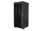Lanberg FF01-6627-12BL Lanberg free standing rack 19inch cabinet 27U 600x600 glass door LCD flat pack black. Tipo: Rack o bastidor independiente, Capacidad del rack: 27U, Capacidad máxima de peso: 800 kg