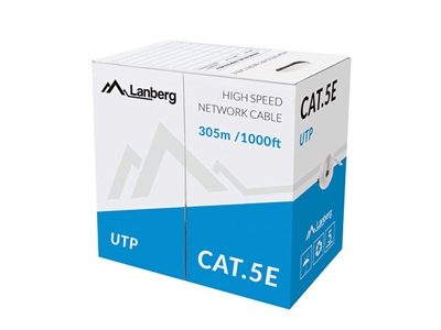 Lanberg LCU5-10CC-0305-S Especificaciónes Del Producto: - Cable De Lan - Velocidad De Transmisión De Datos: 100 Mb - S - Blindaje: U - Utp (Sin Blindaje) - Longitud 305M. - Los Hilos Están Fabricados Con Cable Conductor De Cobre (Cca)....