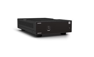 Ld-Systems LDAMP205AV Mini amplificador profesional con descodificador de audio HDMI.Entrada y salida HDMI y salidas de línea estéreo.Amplificador 2 × 50 W de clase D con salidas a baja impedancia. Formato compacto y refrigeración pasiva.Conéctalo a un mando de terceros para seleccionar la fuente a distancia y controlar el modo de espera y el volumenAlimentación externa de 100-240 V.Placas de montaje para una instalación discreta y flexible, incluso sobre falsos techos.Modo automático En espera para ahorrar energía.Salida de línea balanceada y salida de altavoz por bloques de terminales.Panel frontal de fácil manejo con indicadores led de señal, clip y protección.Bandeja de rack opcional para combinar con otros productos de la serie TICA®.