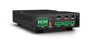 Ld-Systems LDAMP405 Miniamplificador profesional.Amplificador 4 × 50 W de clase D a 4 ohmios. Formato pequeño, 1/3 de rack de 19? y 1 U.Funcionamiento silencioso gracias a la refrigeración pasiva.Conecta un mando de otra marca para controlar a distancia el modo En espera. Funciona en modo de 4 canales o puente para 2 canales a 100 W en modo Alta potencia. Alimentación externa de 100-240 V. Placas de montaje para una instalación discreta y flexible, incluso sobre falsos techos. Modo automático En espera para ahorrar energía.Cuatro entradas de línea balanceadas con opción de entrada en paralelo.Cuatro salidas de altavoz por bloques de terminales. Panel frontal de fácil manejo con indicadores LED de señal, saturación y protección. Bandeja de rack opcional para combinar con otros productos de la serie TICA®.Bandeja de rack opcional para combinar con otros productos de la serie TICA®