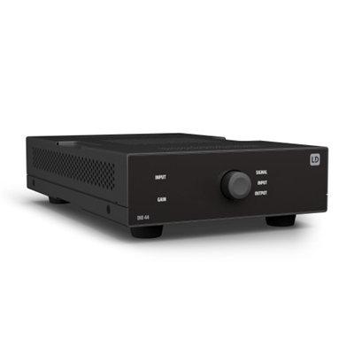 Ld-Systems LDDIO44 Interfaz Dante de cuatro entradas y cuatro salidas.Conecta micrófonos o entradas de nivel de línea. Bloques de terminales para todas las conexiones analógicas. Control de ganancia de cuatro pasos y alimentación fantasma de 24 V por canal.Bloques de terminales para todas las conexiones analógicas. Indicadores de señal en cada canal. Fácil configuración del panel frontal y bloqueo de usuario. Utiliza PoE o una fuente de alimentación externa.Se puede utilizar como inyector PoE para alimentar otro dispositivo en red. Utiliza PoE o una fuente de alimentación externa.Se puede utilizar como inyector PoE para alimentar otro dispositivo en red.