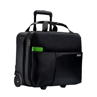Leitz 60590095 Maleta Trolley Para Cabina Ligera Y De Calidad Con Dos Compartimentos Principales Y Otro Mi¿½S Pequei¿½O Delante. Sistema Abec3 De 2 Ruedas En Li¿½Nea Y Tirador De Doble Tubo Con Varias Posiciones Intermedias. Puede Transportarse Colgada De Las Asas Acolchadas De Piel Auti¿½Ntica O Sujetarse A Una Segunda Maleta Trolley. Color Negro. Medidas: 440 X 375 X 230 Mm.