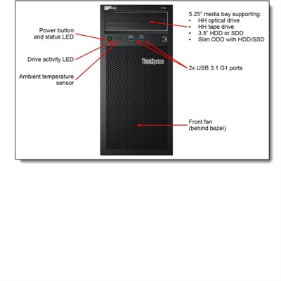 Lenovo 7Y49A03XEA Thinksystem St50 E-2224G 8Gb - Tecnología: Xeon E; Tipología Controlador: Serial Ata (Sata); Niveles Raid Soportados: 0/1/5/10; Ram Instalada: 8 Gb; Alimentadores Redundantes: No; Dimensión Total Soportes: 2.000 Gb