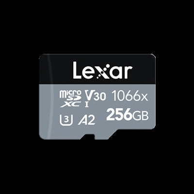 Lexar LMS1066256G-BNANG Lexar Professional 1066x. Capacidad: 256 GB, Tipo de tarjeta flash: MicroSDXC, Clase de memoria flash: Clase 10, Tipo de memoria interna: UHS-I, Velocidad de lectura: 160 MB/s, Velocidad de escritura: 120 MB/s, Clase de velocidad UHS: Class 3 (U3), Clase de velocidad de vídeo: V30. Color del producto: Negro, Plata