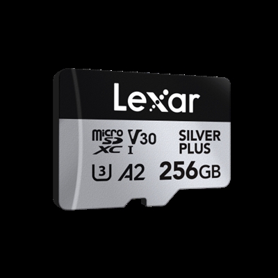 Lexar LMSSIPL256G-BNANG Lexar Professional SILVER PLUS. Capacidad: 256 GB, Tipo de tarjeta flash: MicroSDXC, Clase de memoria flash: Clase 3, Tipo de memoria interna: UHS-I, Velocidad de lectura: 205 MB/s, Velocidad de escritura: 150 MB/s, Clase de velocidad UHS: Class 3 (U3), Clase de velocidad de vídeo: V30. Color del producto: Negro, Plata
