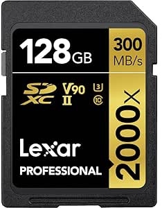 Lexar LSD2000128G-BNNNG Lexar 2000x. Capacidad: 128 GB, Tipo de tarjeta flash: SDHC, Clase de memoria flash: Clase 10, Velocidad de lectura: 300 MB/s, Velocidad de escritura: 260 MB/s, Clase de velocidad UHS: Class 3 (U3), Clase de velocidad de vídeo: V90