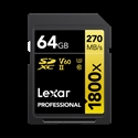 Lexar LSD1800064G-B2NNU - Lexar 1800x. Capacidad: 64 GB, Tipo de tarjeta flash: SDXC, Clase de memoria flash: Clase 