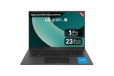 Lg 16ZD90RU-G.AX55B Portátil 16 LG gram - 16ZD90RU, Intel® Core™ i5, 16 GB RAM, 512 GB SSD, Panel IPS WQXGA (2560x1600), Ligero 1,2 kg, 23,5 h, NegroCon solo 1,2 kg de peso, hasta 23,5 h y 16,8 mm de grosor, el LG gram te acompaña a donde quieras, combinando ligereza y autonomía para una libertad sin límites.Disfruta de cada detalle con la pantalla IPS WQXGA (2560x1600) de 16 en formato 16:10, con tratamiento antirreflejos y cobertura DCI-P3 99% para ofrecer colores vibrantes y precisos.Almacenamiento masivo de 512 GB SSD NVMe y 16 GB de RAM LPDDR4x para un rendimiento superior en tareas exigentes.Mejora del chasis de magnesio y nano carbono de gran resistencia superando 7 pruebas del estándar militar STD-MIL-810H.Conectividad rápida y eficiente con 6 puertos: 2 USB 3.2, 2 USB Tipo C con Thunderbolt 4 para carga ultrarrápida, HDMI 1.4 y entrada para auriculares