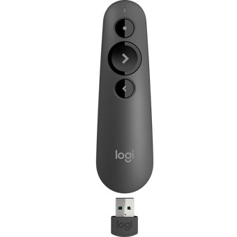Logitech 910-005386 Logitech R500 - Control Remoto Para Presentaciones - 3 Botones - Gris Medio - Wireless - Tipologia: Apuntador; Color: Negro; Material: Plástica; Cantidad Por Embalaje: 1 Nr