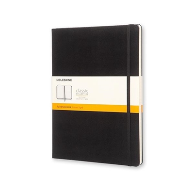 Moleskine QP090 Cuaderno Con Cubierta Dura De Carton Color Negro Y Encuadernacion Cosida. Dise?O Con Puntas Redondeadas. Medidas 19 X 25 Cm. Contiene 192 Paginas De 70 G Libres De Cloro. Rayado Horizontal. Incluye Un Marcador De Paginas Cierre Con Goma Elastica Y Bolsillo Interior Con Fuelle.