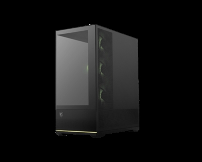 Msi 306-7G28R21-JA4 MSI MAG PANO 110R PZ. Factor de forma: Midi Tower, Tipo: PC, Color del producto: Negro. Ubicación de fuente de alimentación: Fondo, Factores de forma de la fuente de alimentación compatibles: ATX. Ventiladores laterales instalados: 3x 120 mm, Diámetro de ventiladores secundarios soportados: 120,140 mm, Ventiladores traseros instalados: 1x 120 mm. Tamaños de disco duro soportados: 2.5,3.5. Ancho: 225 mm, Profundidad: 420 mm, Altura: 485 mm