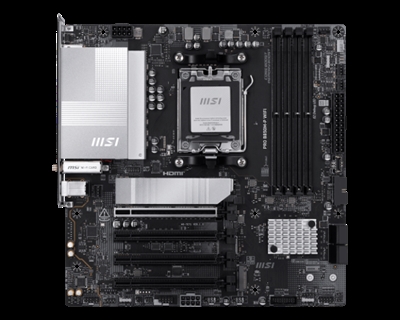 Msi 911-7E71-001 MSI PRO B850M-P WIFI. Fabricante de procesador: AMD, Socket de procesador: Zócalo AM5, Procesador compatible: AMD Ryzen 7000 Series, AMD Ryzen 8000 Series, AMD Ryzen 9000 Series. tipos de memoria compatibles: DDR5-SDRAM, Memoria interna máxima: 256 GB, Tipo de ranuras de memoria: DIMM. Interfaces de disco de almacenamiento soportados: M.2, Tipos de unidades de almacenamiento admitidas: HDD & SSD, Niveles RAID: 0, 1, 10. Tipo de interfaz ethernet: 5 Gigabit Ethernet, Estándar Wi-Fi: Wi-Fi 7 (802.11be), Wi-Fi estándares: 802.11a, 802.11b, 802.11g, Wi-Fi 4 (802.11n), Wi-Fi 5 (802.11ac), Wi-Fi 6 (802.11ax), Wi-Fi 6E.... Componente para: PC, Factor de forma: micro ATX, Familia del chipset: AMD