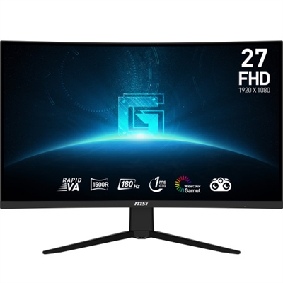 Msi 9S6-3CD01H-014 MSI G27C3F. Diagonal de la pantalla: 68,6 cm (27), Resolución de la pantalla: 1920 x 1080 Pixeles, Tipo HD: Full HD, Tecnología de visualización: LCD. Pantalla: LED. Tiempo de respuesta: 4 ms, Relación de aspecto nativa: 16:9, Ángulo de visión, horizontal: 178°, Ángulo de visión, vertical: 178°. montaje VESA. Color del producto: Negro